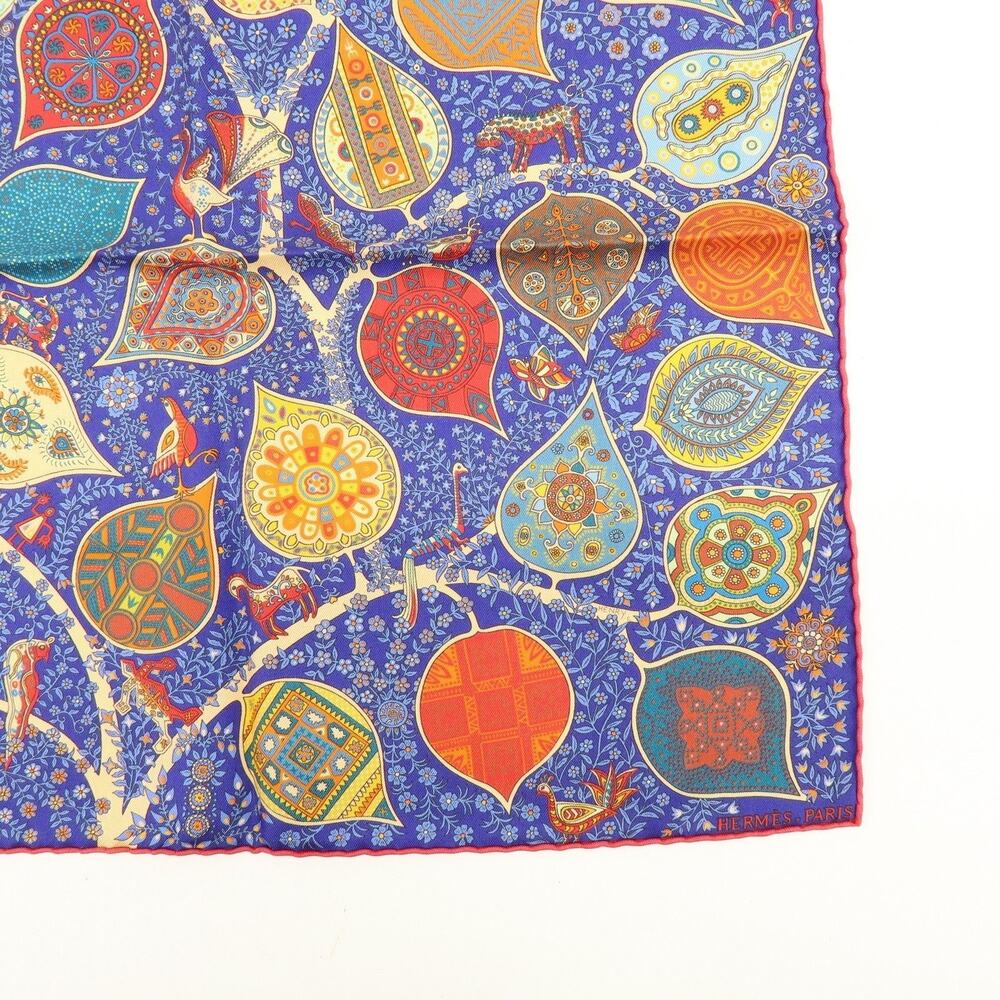 Hermes Carre 45 L'Arbre de Vie Silk Scarf Blue - Picture 3 of 10